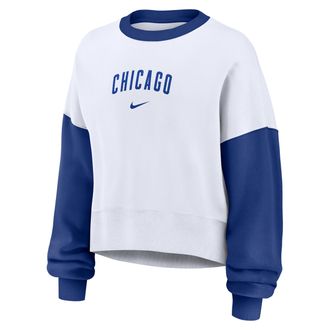 Nike Chicago Cubs Primary Nike Womens MLB Pullover Crew in White | 01D7007PEJ-9HV