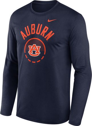 Nike Auburn Courtside Nike Mens Dri-FIT College Long-Sleeve T-Shirt in Blue | 02TJ41SAUN-FFP