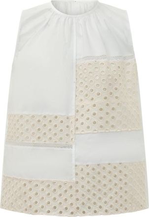 Marni White Embroidered Round Neck Top