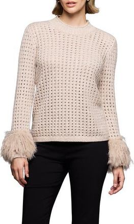 Nic+Zoe Party Cuff Pointelle Sweater in Cream Multi at Nordstrom Rack, Size Medium