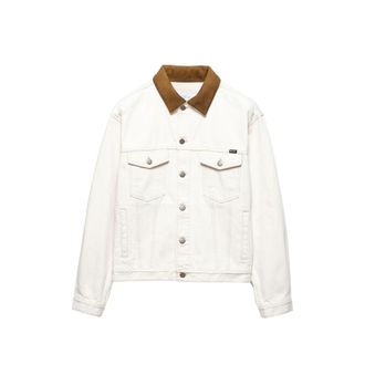 Prada Old Denim Jacket With Leather Details