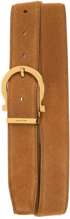 Ferragamo Gancio Suede Belt in Naturale All Shoes Naturale at Nordstrom, Size 105