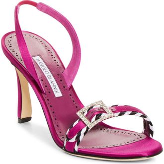 Manolo Blahnik Sumbasan Buckle Slingback Sandal in Dark Pink at Nordstrom, Size 10.5Us
