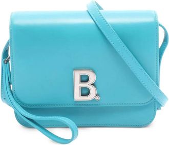 Balenciaga 2010-2025 kleine B Shiny Box kalfsleren crossbodytas - Blauw