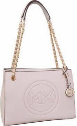 Max Studio Womens Pebble Grain Double Handle Chain Tote Bag In Ivory