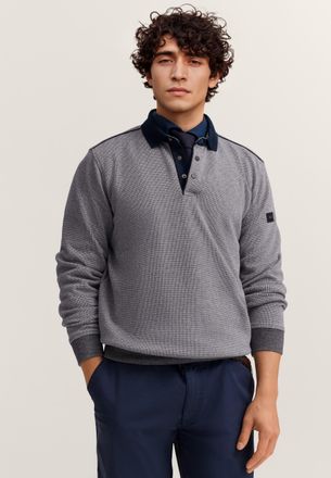 Bugatti Polokragenpullover BUGATTI Modern Fit, Herren, Gr. 4XL, 390, marine, Sweatware, 70% Baumwolle, 25% Polyester, 5% Elasthan, unifarben, normal, Pullover