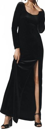 BHLDN Bella Scoop Neck Velvet Maxi Dress In Black