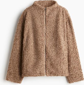 H&M Oversized Jacke aus Teddyfleece - Beige