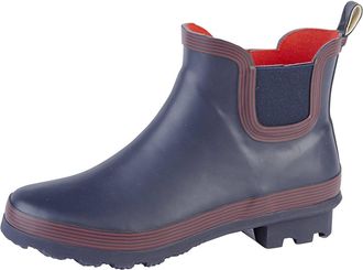 StormWells Womens Waterproof Ankle Wellington Boots With Textile Lining And Rubber Sole Navy/Red 7 UK