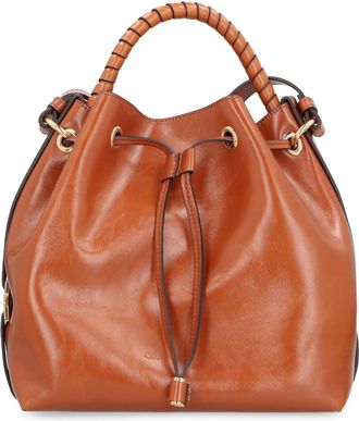 Chlo&eacute; Womens Bucket Bag Marcie Leather Saddle Brown Calf