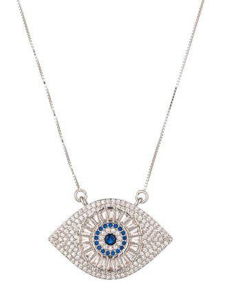 Eyecandy LA Eye Candy La Silver Cz Evil Eye Necklace
