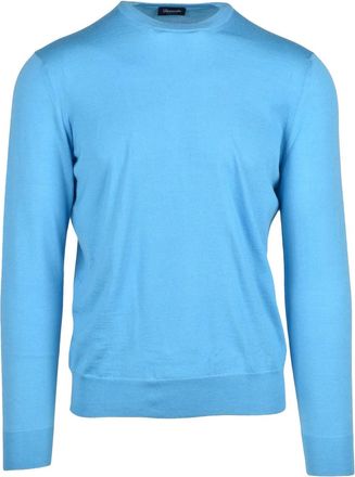 Drumohr Light Blue Cashmere-Blend Crewneck Sweater