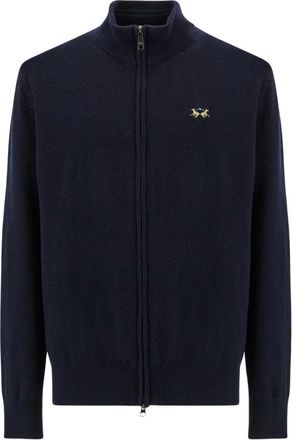 La Martina Full Zip Sweater - Heren - Truien - Blauw - Maat: XL Wol