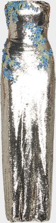 Monique Lhuillier Textured Strapless Column Gown
