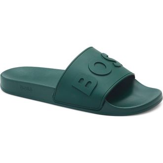 BOSS Kirk Slide Sandal in Open Green at Nordstrom Rack, Size 12Us / 11Uk
