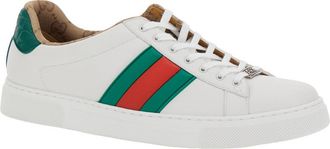 Gucci Web-Striped Leather Sneaker - White