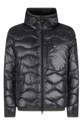 Blauer Black Wave Quilted Hooded Elastic Trim Polyester Down Jacket