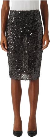 Elisabetta Franchi Rokken, Dames, Zwart, S, Polyester, Sequin Midi Rok