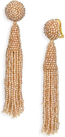 Oscar De La Renta Beaded Conical Tassel Drop Earrings in Champagne at Nordstrom
