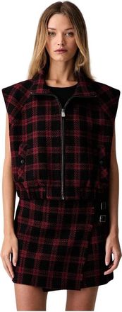 Pinko Checked Gilet - Dames - Bodywarmers - Rood - XS - Wol - Jassen