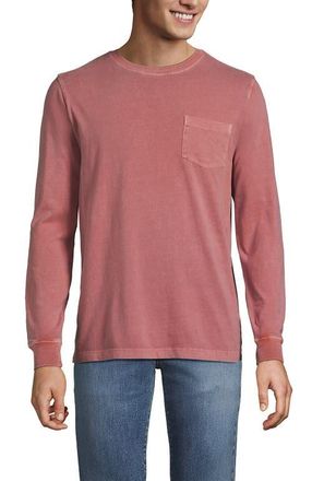 Lands End Super-T Long Sleeve T-Shirt with Pocket in Washed Cordovan Garment Dye at Nordstrom, Size Xx-Large