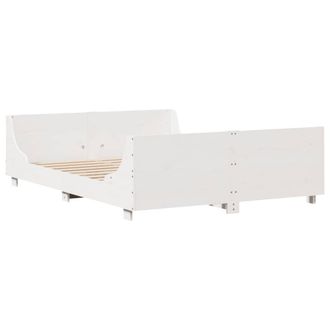 Berkfield Home Modern Bed Frame Frame White 120x190 cm Small Double Solid Wood Pine