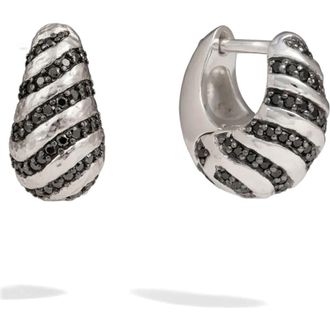Awe Inspired Tiger Print Huggie Earrings in Sterling Silver at Nordstrom