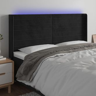 vidaXL Cabecero Con Led De Terciopelo Negro 183x16x118/128 Cm Vidaxl