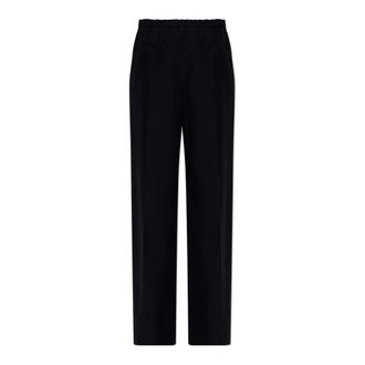 Moncler Wide Trousers, female, Blue, Size: 2XS Cotton Wide-leg Trousers