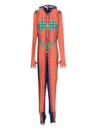 Jean Paul Gaultier hooded polka-dot all in one - Orange