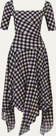 Diane Von F&uuml;rstenberg Leslie Gingham-Print Handkerchief Maxi Dress