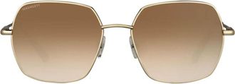 Serengeti Eyewear Loy Geometric Square Frame Sunglasses with Tortoiseshell Tips