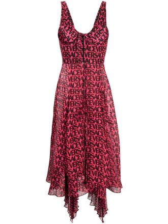 Versace Jurk met asymmetrische zoom - Roze