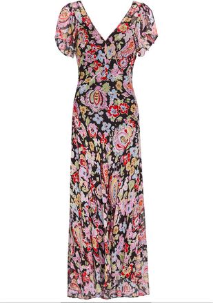 Rixo Rixo Bexley Metallic Floral Chiffon Maxi Dress - Multicoloured - 16 (UK 16 / XL)