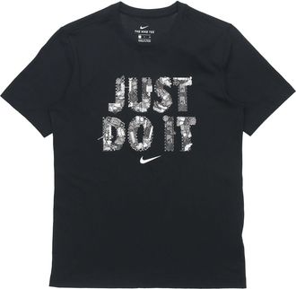 Nike Just Do It Alphabet Printing Sports Short Sleeve Black DD0802-010