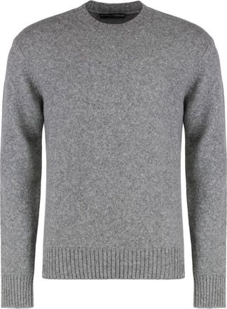 Dolce & Gabbana Fijngebreide Trui met Ronde Hals - Heren - Ronde hals truien - Grijs - M - Truien & Vesten