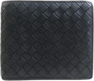 Bottega Veneta Pre-owned Intrecciato Bi-fold Portemonnee - Heren - Vintage Accessoires - Zwart - ONE Size - Leer - Vintage