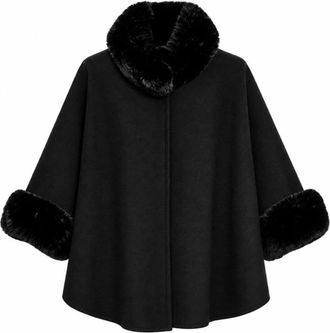 Marella Emmamici Cape - Dames - Ponchos - Zwart - ONE Size - Wol - Jassen