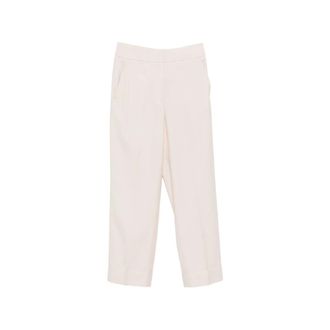 PESERICO Pantalon met omslag - Dames - Broeken - Beige - Maat: L Zijde