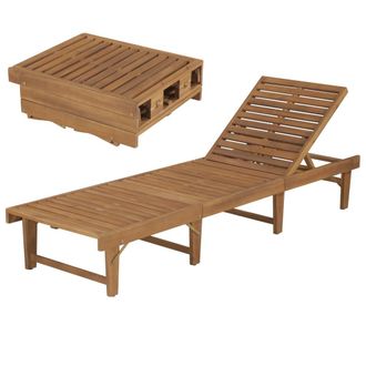 vidaXL Tumbona Plegable De Madera Maciza De Acacia Vidaxl
