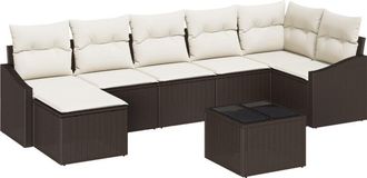 vidaXL Garden Sofa Set 8 pcs Brown Poly rattan Vidaxl