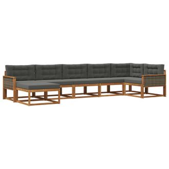 vidaXL Conjunto De Sof&aacute;s De Exterior 7 Pcs Natural Y Antracita Vidaxl