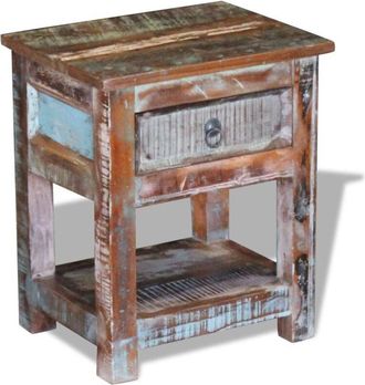 vidaXL Side Table with 1 Drawer Solid Reclaimed Wood 43x33x51 cm vidaXL