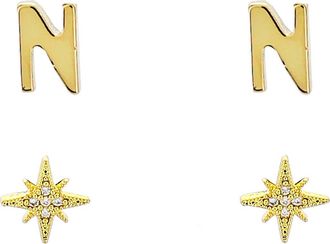 Panacea Initial Starburst Set of 2 Stud Earrings in Gold-N at Nordstrom