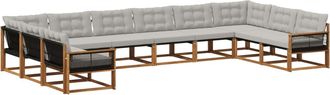 vidaXL Conjunto De Sof&aacute;s De Exterior 10 Uds. Natural Y Gris Claro Vidaxl