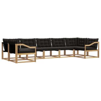 vidaXL Conjunto De Sof&aacute;s De Exterior Con Coj&iacute;n 7 Pcs Blanco Y Negro Vidaxl