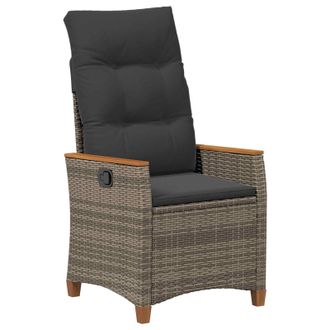 vidaXL Silla De Jard&iacute;n Reclinable Gris Y Gris Oscuro Rat&aacute;n Sint&eacute;tico Vidaxl