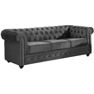 Vente-Unique Vente-unique - Divano chesterfield 3 posti in velluto Antracite