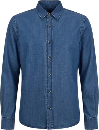 PESERICO Heren, Overhemden, Blauw, Maat: M Denim