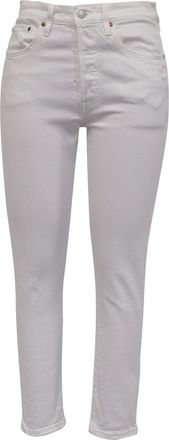 Levi's Slim-Fit Cropped Jeans in White Cotton